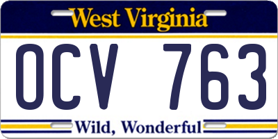 WV license plate OCV763