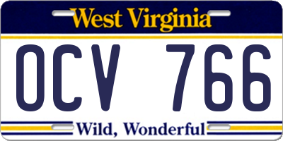 WV license plate OCV766