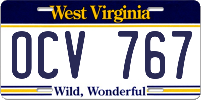 WV license plate OCV767