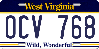 WV license plate OCV768