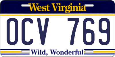 WV license plate OCV769