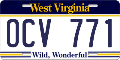 WV license plate OCV771