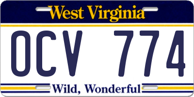 WV license plate OCV774