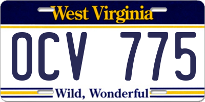 WV license plate OCV775