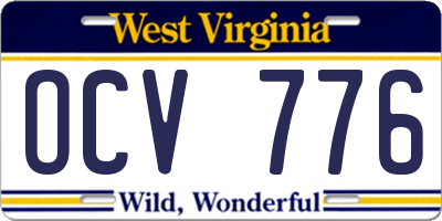 WV license plate OCV776