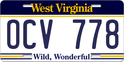 WV license plate OCV778