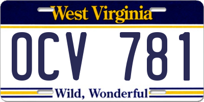 WV license plate OCV781