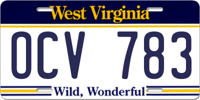 WV license plate OCV783