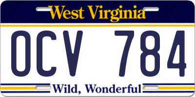 WV license plate OCV784
