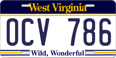 WV license plate OCV786
