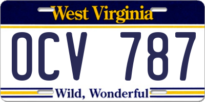 WV license plate OCV787