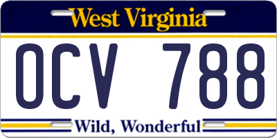 WV license plate OCV788