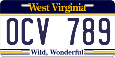 WV license plate OCV789