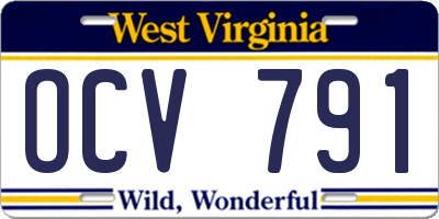WV license plate OCV791