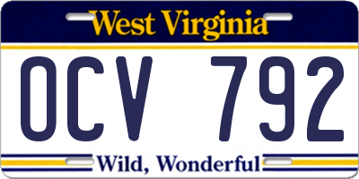 WV license plate OCV792