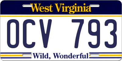 WV license plate OCV793