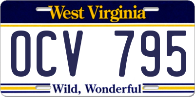 WV license plate OCV795