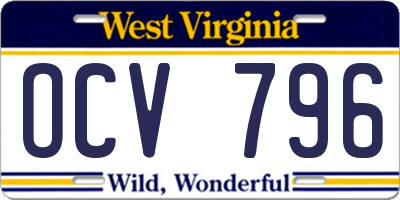 WV license plate OCV796