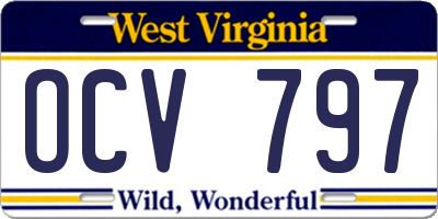 WV license plate OCV797