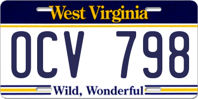 WV license plate OCV798