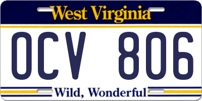 WV license plate OCV806