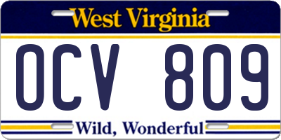 WV license plate OCV809