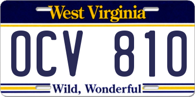 WV license plate OCV810