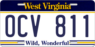 WV license plate OCV811