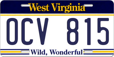 WV license plate OCV815