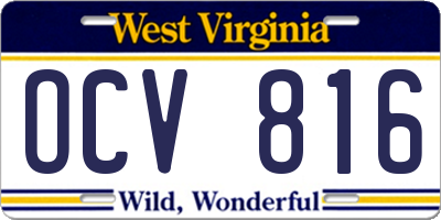WV license plate OCV816