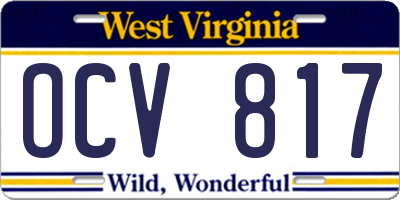 WV license plate OCV817