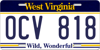 WV license plate OCV818