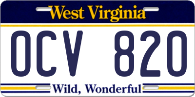 WV license plate OCV820