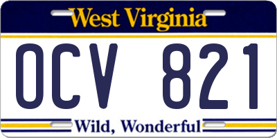WV license plate OCV821