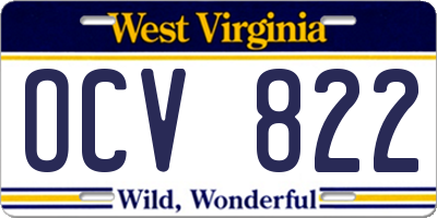WV license plate OCV822