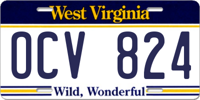 WV license plate OCV824