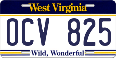 WV license plate OCV825