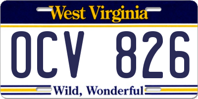 WV license plate OCV826