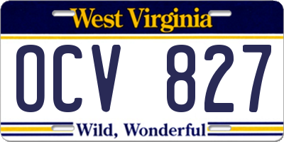 WV license plate OCV827