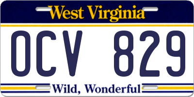 WV license plate OCV829