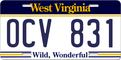 WV license plate OCV831