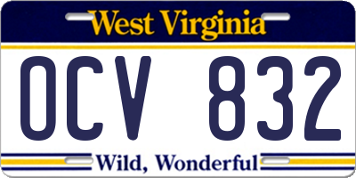 WV license plate OCV832