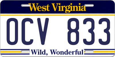 WV license plate OCV833
