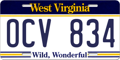 WV license plate OCV834