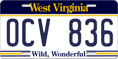 WV license plate OCV836