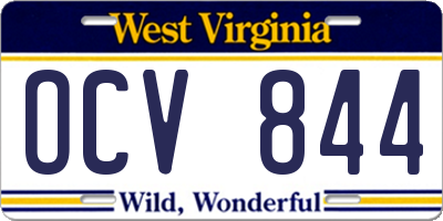 WV license plate OCV844