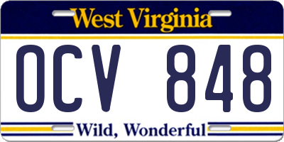 WV license plate OCV848