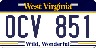 WV license plate OCV851