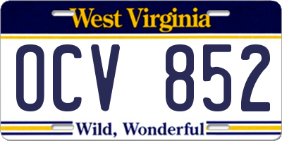 WV license plate OCV852