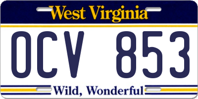 WV license plate OCV853